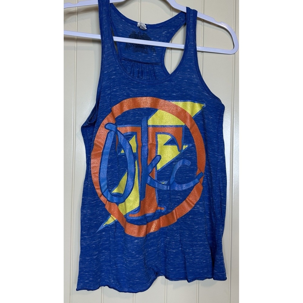OKC Thunder NBA Metallic Crown blue racerback tank top womens sz S